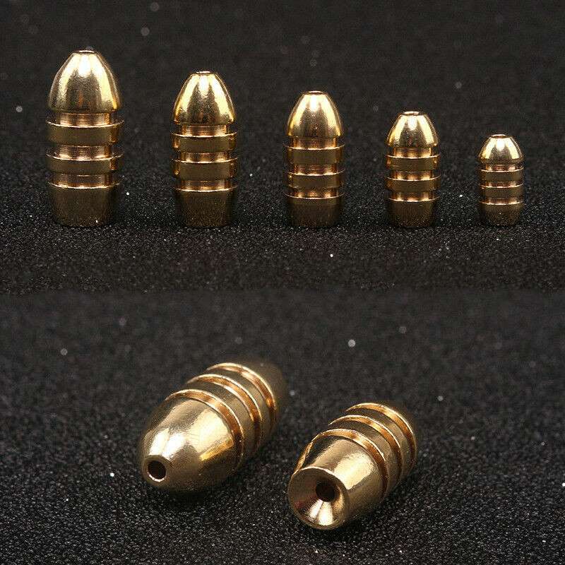 10Pcs Fishing Bullet Weights Stainless Brass Slip Sinker For Fishing