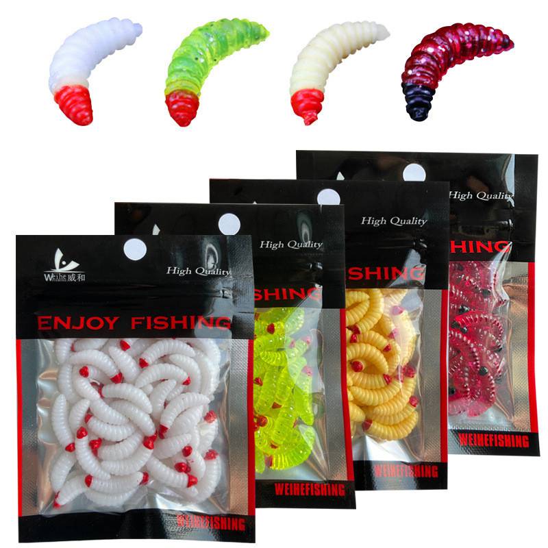 50Pcs Fishing Bait Worm Larva Floating Soft Bait Silica gel Artificial Bait Jigging Wobblers Bass Carp Pesca Fishing Tackle Lure