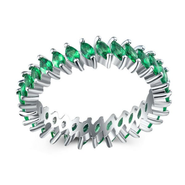Elegant Wedding Rings For Women 925 Silver Marquise Cut Emerald Size 6-10 - Image 4
