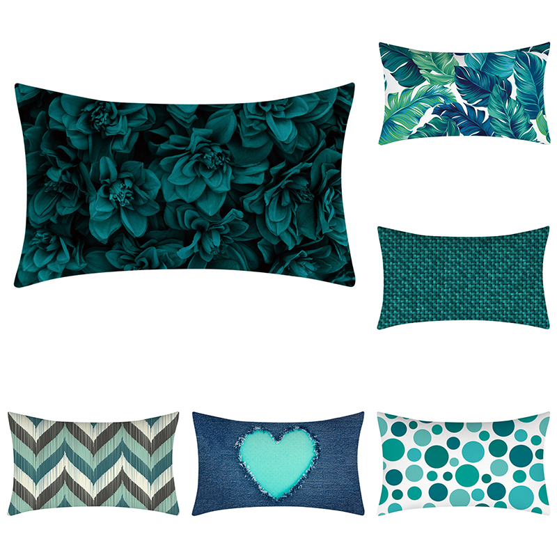Cross-Border Popular Selling Pillow Cover Teal Blue Duck Blue Green Home Decoration Cushion Lumbar Cushion Cover - Image 21