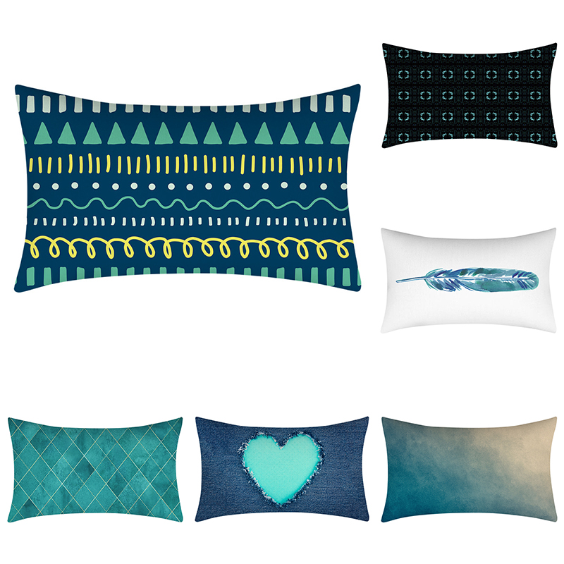 Cross-Border Popular Selling Pillow Cover Teal Blue Duck Blue Green Home Decoration Cushion Lumbar Cushion Cover - Image 22