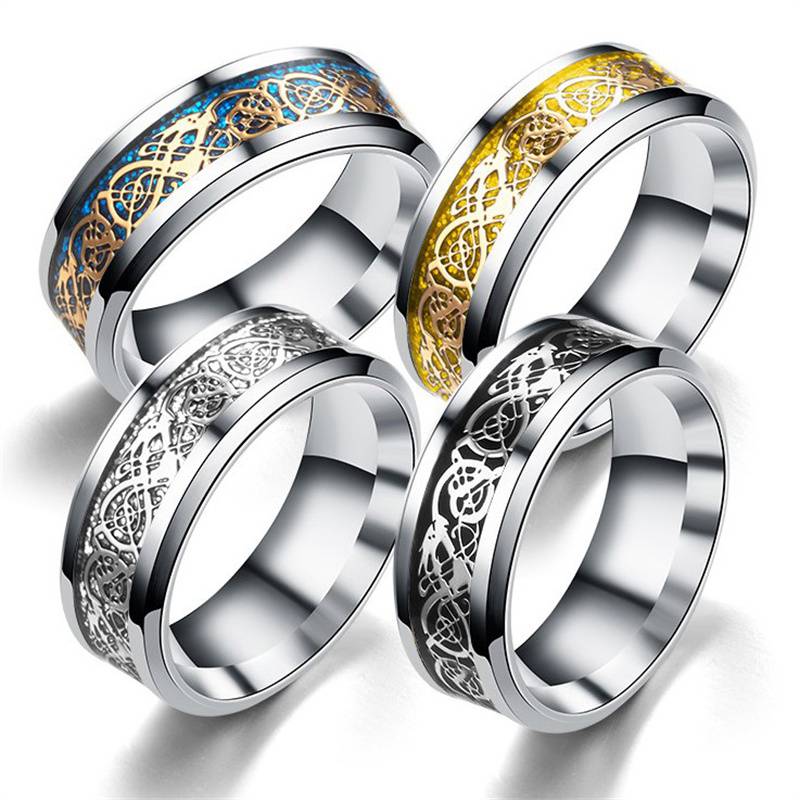 Luxury Mens Ring Dragon Celtic Dragon Titanium Steel Rings Jewelry - 图片 3