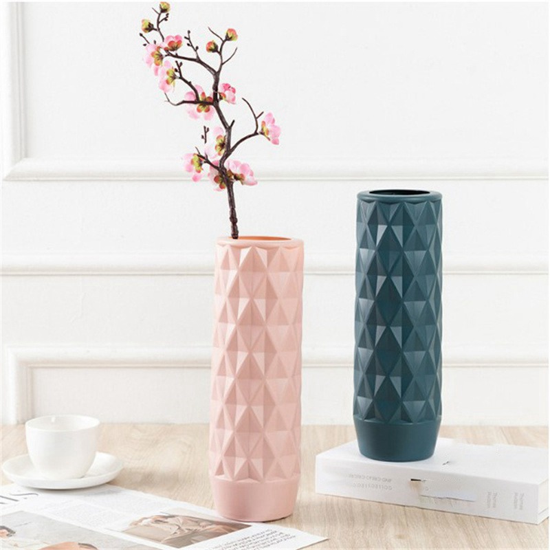 Plastic Vase Geometric Ceramic Flower Pot Basket Home Room Decor Modern - 图片 14