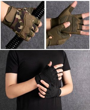 Tactical Hard Knuckle Half Finger Gloves Army Military Airsoft Work Fingerless