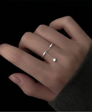 Tassel Adjustable Rings Chain Bead Pendant Ring Romantic Circle Geometric Ring