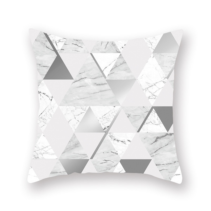 Amazon New Silver Gray Geometric Peach Skin Fabric Pillow Cover Car Office Sofa Bed Pillow Cushion Cover Wholesale - 图片 10