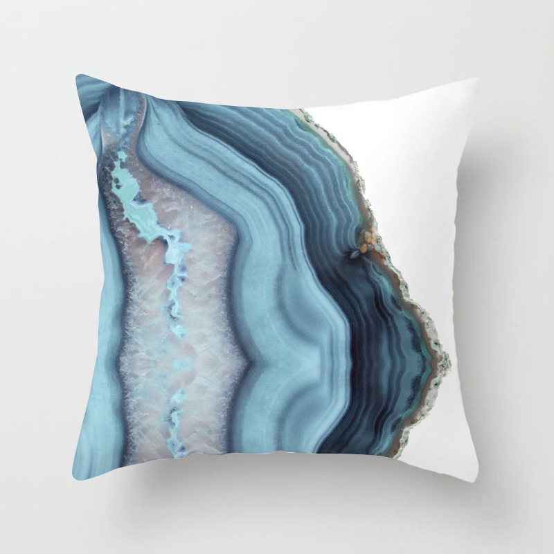 New Living Room Study Abstract Blue Printed Pillow Peach Skin Fabric Simple Fashion Cushion Car Cushion - Image 11