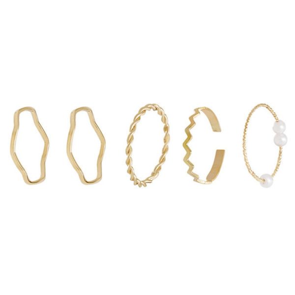 5pcs/set Simple Geometric Shape Pearl Rings for Women  Version Personalized Index Finger - Image 8