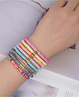 Holiday Beach Style Cross-Border Supply Accessories European Colorful Soft Pottery Letters European and American Fashionable Stylish Outfit Ornament Women's Bracelet