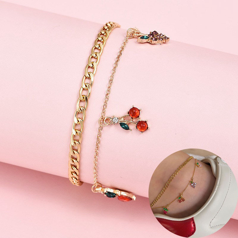 Anklets Foot Sandals Bracelet Personality cherry fruit element anklet - Image 9