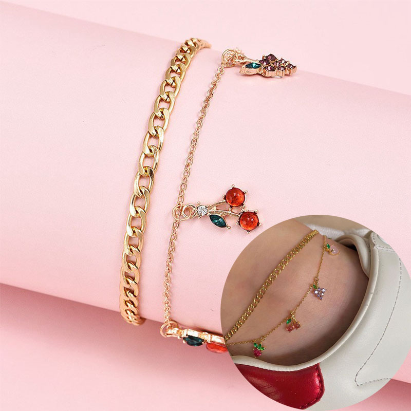 Anklets Foot Sandals Bracelet Personality cherry fruit element anklet - Image 18