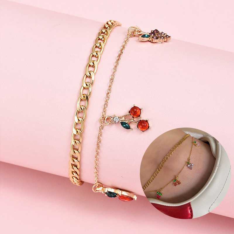 Anklets Foot Sandals Bracelet Personality cherry fruit element anklet - Image 19