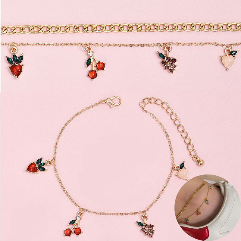 Anklets Foot Sandals Bracelet Personality cherry fruit element anklet - Image 16