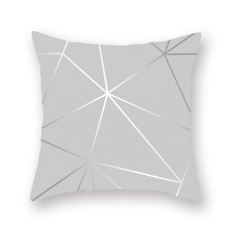 Amazon New Silver Gray Geometric Peach Skin Fabric Pillow Cover Car Office Sofa Bed Pillow Cushion Cover Wholesale - 图片 12