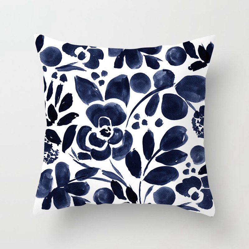 New Living Room Study Abstract Blue Printed Pillow Peach Skin Fabric Simple Fashion Cushion Car Cushion - Image 13