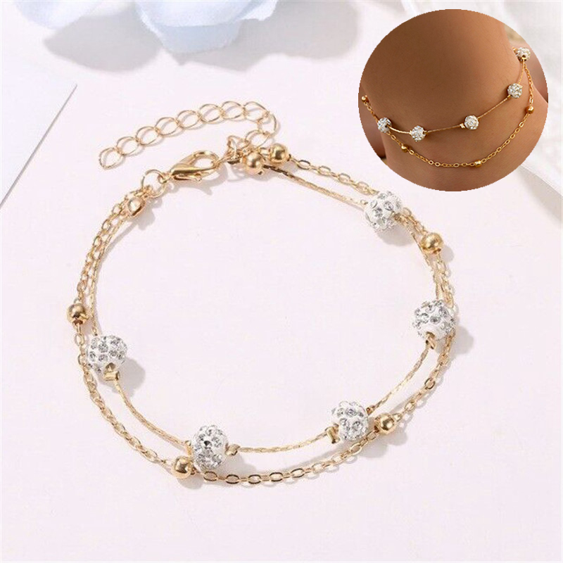 Women Round Ball Anklet Bracelet Gold Crystal Ankle Chain Beach Foot Anklets - Image 13