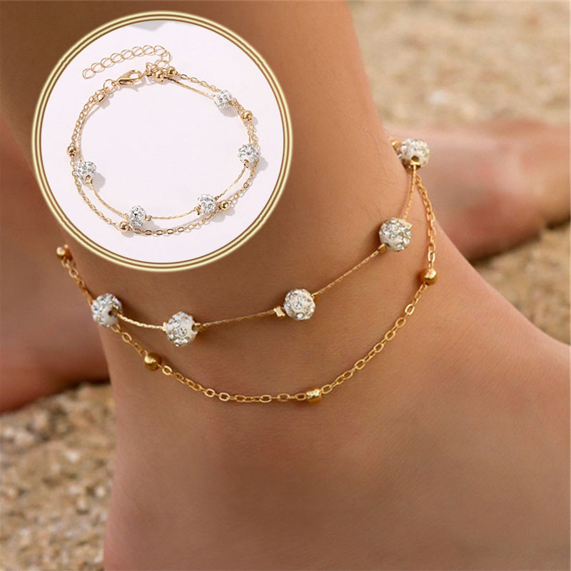 Women Round Ball Anklet Bracelet Gold Crystal Ankle Chain Beach Foot Anklets - Image 14