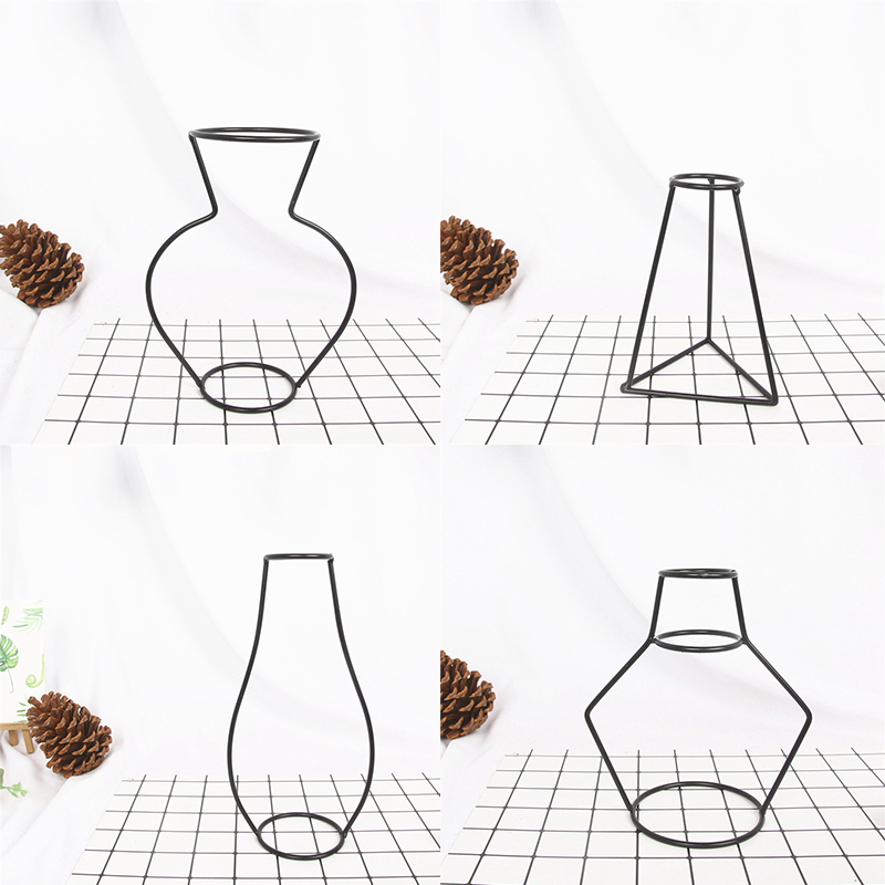 Retro Iron Line Table Flowers Vase Pot Ornament Metal Plant Holder Nordic Styles Flower Vase Home Garden Decorations Wedding - 图片 19