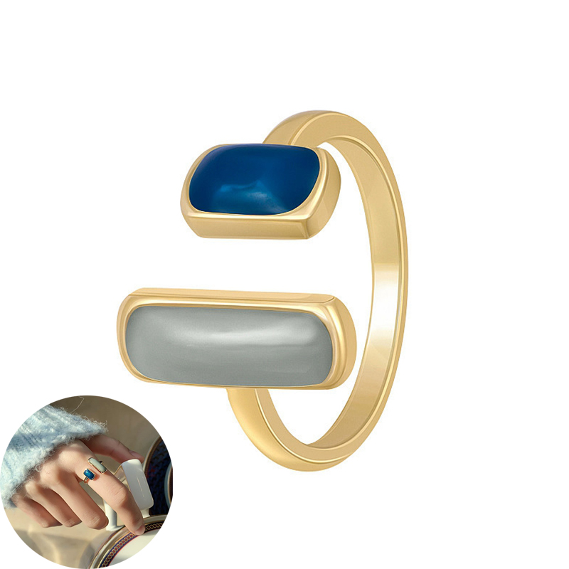 French Retro Romantic Color Matching Drop Glaze Gold Open Rings For Woman 2024 Fashion Jewelry Party Girls' Luxury Ring - Image 13