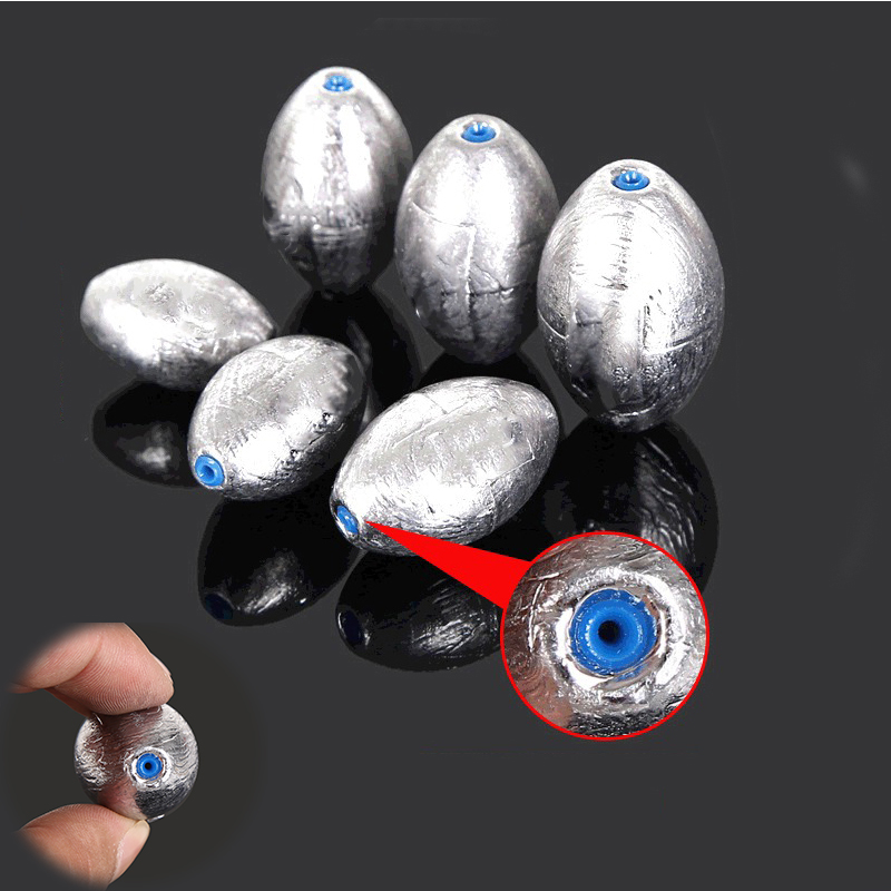 100 Pcs Olive-Shape Weight Lead Sinkers Pure Lead Making Fishing Sinker Tackle