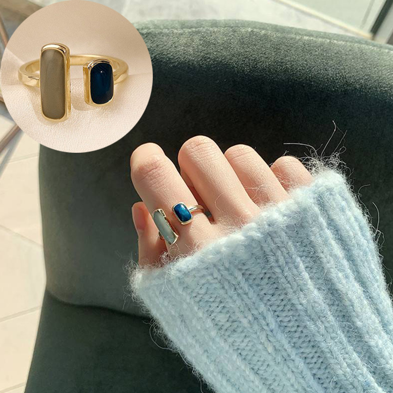 French Retro Romantic Color Matching Drop Glaze Gold Open Rings For Woman 2024 Fashion Jewelry Party Girls' Luxury Ring - Image 16