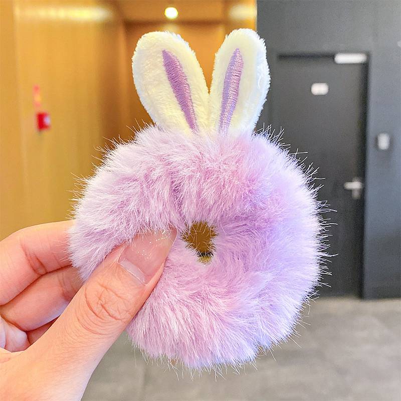 Sweet Imitation Rabbit Fur Rabbit Ears Elastic Hair Bands Girls Women Fur Fluffy Hair Rings Plush Scrunchies Hair Accessories - Image 6
