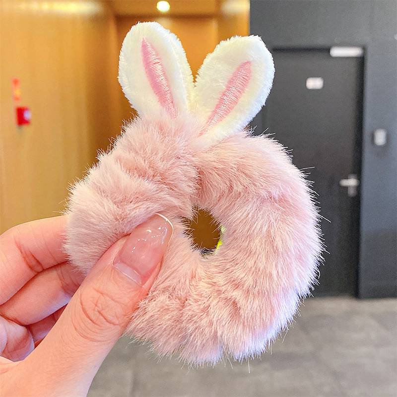 Sweet Imitation Rabbit Fur Rabbit Ears Elastic Hair Bands Girls Women Fur Fluffy Hair Rings Plush Scrunchies Hair Accessories - Image 9