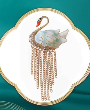 Chinese style swan tassel brooch, elegant animal brooch, new enamel suit jacket, brooch accessories