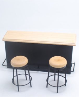 Dollhouse Taproom Bar Counter with 2 Stools 1:12 Miniature Furniture Decor