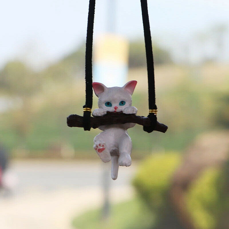Car Pendant Creative Cute Branch Cat Rearview Mirror Pendant Car Interior Decor
