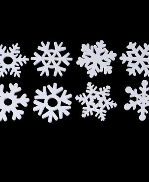50pcs Mix Shape Wooden White Snowflakes Christmas Ornaments Xmas Pendants Decoration 35mm