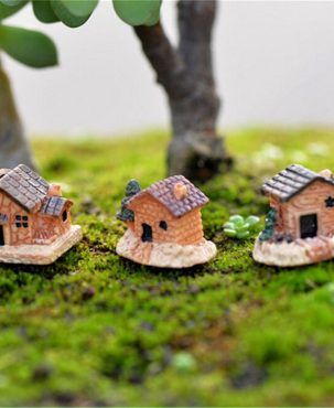 3pc Mini Small House Cottages DIY Toys Crafts Figure  Fairy Garden Ornament Landscape Decor