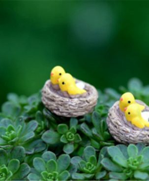 DIY Mini Nest with Birds Fairy Garden Miniatures  Resin crafts figurines For Home garden Decoration