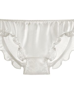 Women's Silk Sexy Ruffles Underwear Comfortable Mulberry Silk Low Waist Breathable Briefs