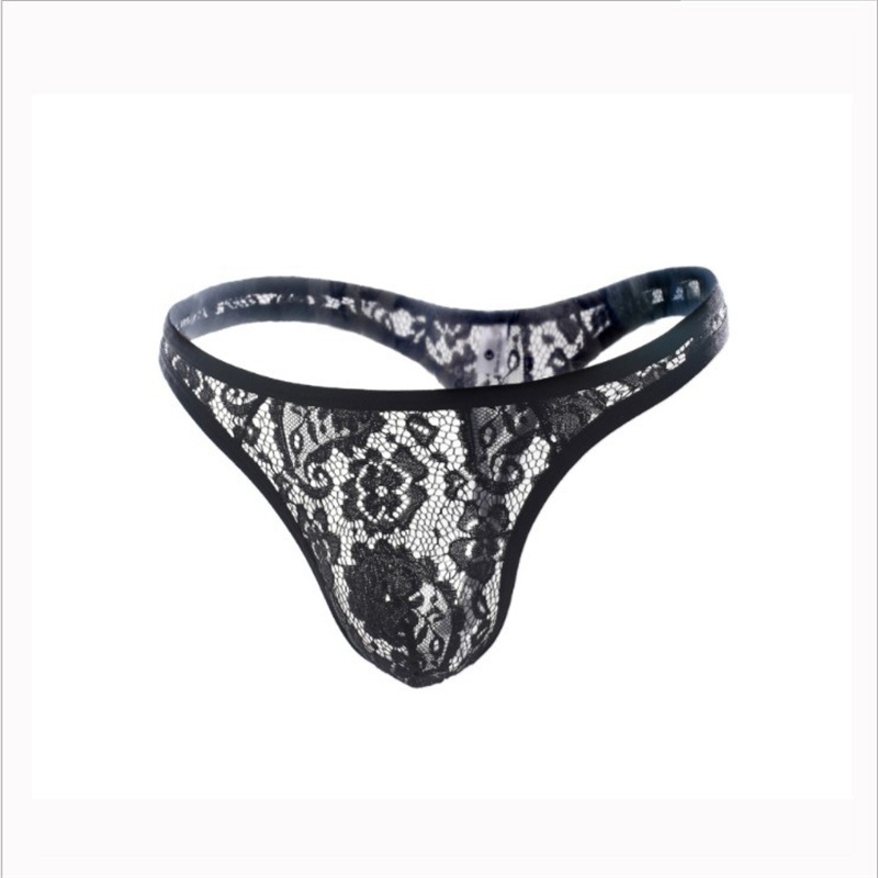 Men's Thong Low Waist Lace Transparent Sexy Underwear Sexy T-Type Pants Gay Underwear