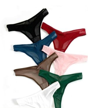 T1880 Europe and America Cross Border T-Back Transparent Sexy Low Waist Wholesale Underwear Women's T-Shaped Panties Women's Large Size Split Size