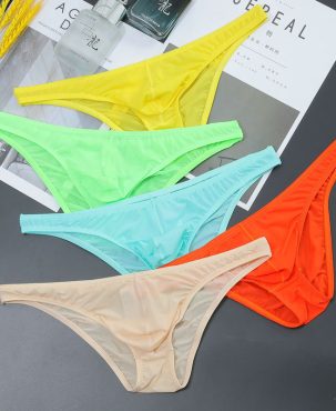 New Men's Ice Silk Small Briefs Underwear Low Waist Youth Ultra-Thin Transparent Sexy Cross-Border Factory Direct Sales Tide