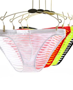 New Men's Breathable Briefs Men's Briefs Ultra-Thin Mesh Sexy Transparent Mesh Quick-Drying Seamless Briefs B08