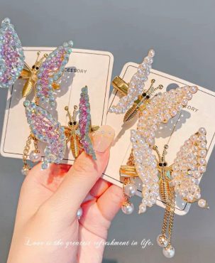 New Cute Moving Butterfly Hairpin Girls Tassel Barrettes Hair Accessories Shaking Move Wing Top clip Bangs Clip Jewelry