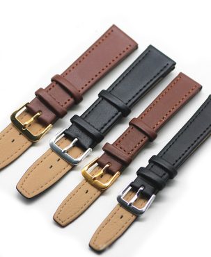 Watch Accessories Ordinary Lengthened Cowhide Glossy Strap Non-Grain Line Pressing Waterproof Calf-Skin Watchband Parts