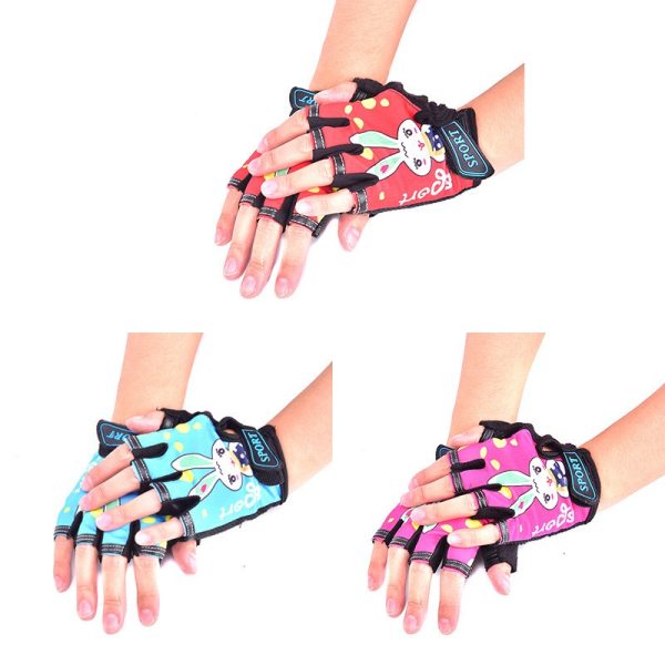Children  Half Finger Breathable Anti-slip For Sports Riding Cycling  Gloves