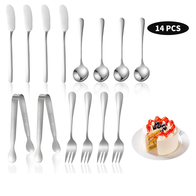 12Pcs/Set столовые приборы Cutlery Western Dessert Cutlery Ice Cream Spoon Long Handle Tableware Christmas Party Supplies - 图片 13