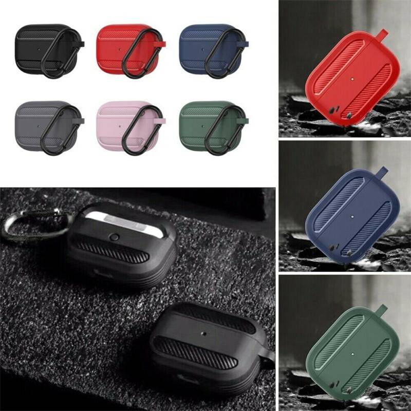 Protective Carbon Fibre Apple Airpod Case Key TPU Cover Skin for Airpods 1 2 PRO
