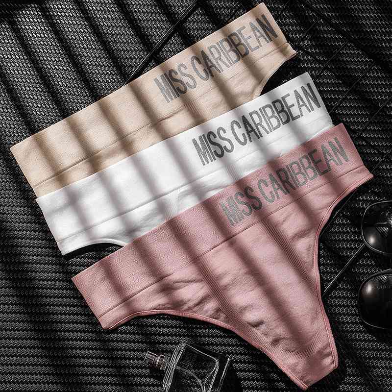 Men's Underwear Sexy U Convex Sports Fitness Letters Wide Waist Mid-High Waist Seamless Briefs T-Shaped Panties