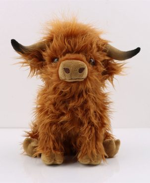 27cm Kawaii Simulation Highland Cow Plush Toy Soft Stuffed Animal Cow Plushie Baby Toys Birthday Gift for Kids Boys Girls