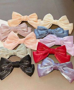 Bow Hair Clips For Women Girls French Bright Satin Hairpin Hair Accessories