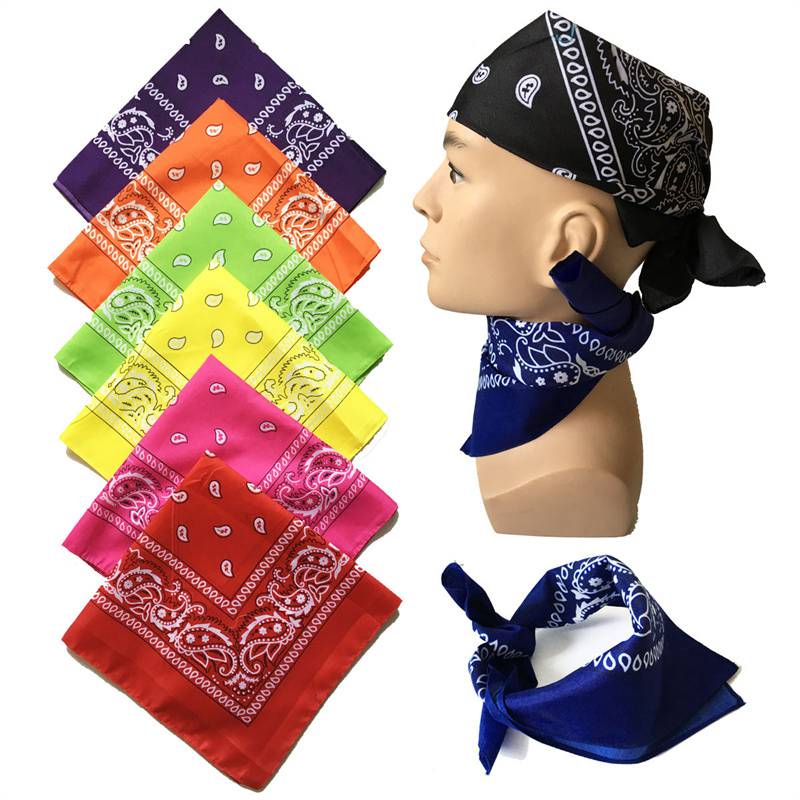 3PC Polyester Paisley Large Kerchief Amoeba Paisley Hip Hop Square Towel Street Dance Cycling Headscarf Multicolor