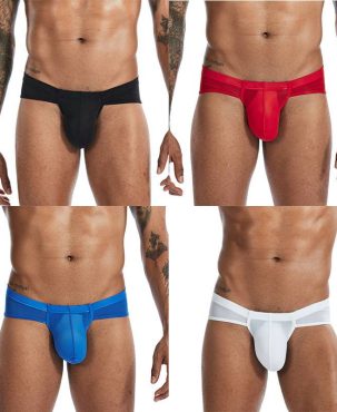 Men's Sexy Briefs Bulge Pouch Ice Silk Underwear Low-waist Ultra-thin Panties