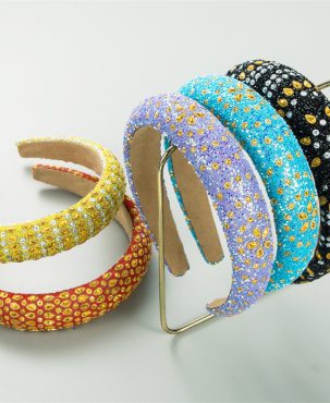 Baroque Diamond Flower Headband Temperament Wild Full Diamond Sponge Hair Accessories