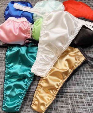 Men's Thong Underwear Sexy Top and Bottom Artificial Silk Elastic Satin Passion Fierce Concave-Convex Bag Confident Same Sex